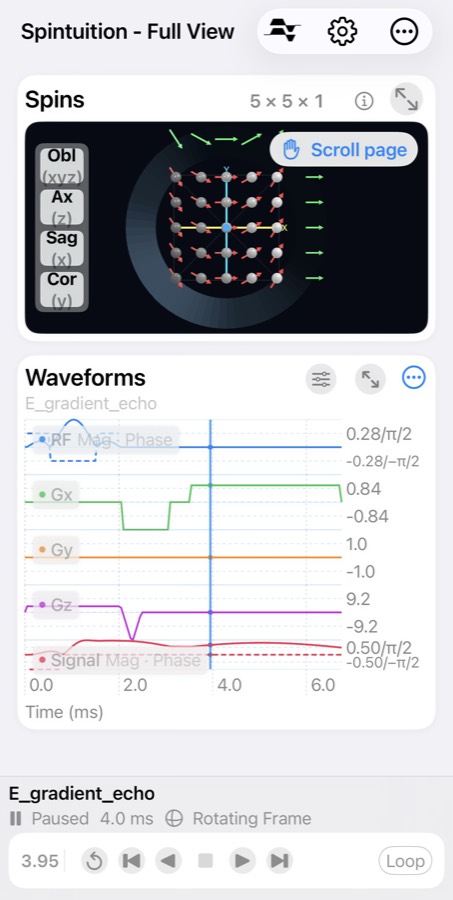 Full View showing the gradient echo sequence