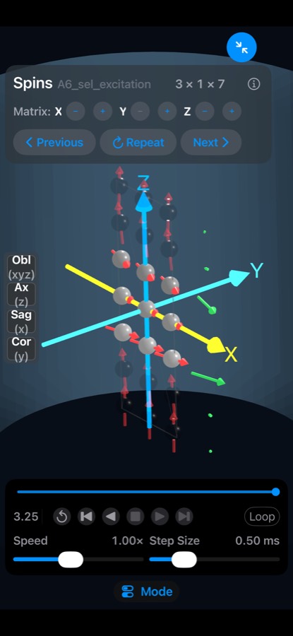 Expanded Spins view during selective excitation