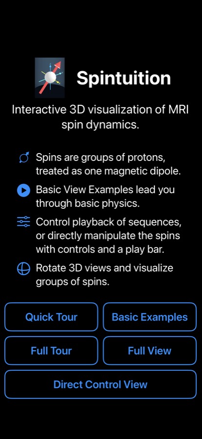 Spintuition welcome screen